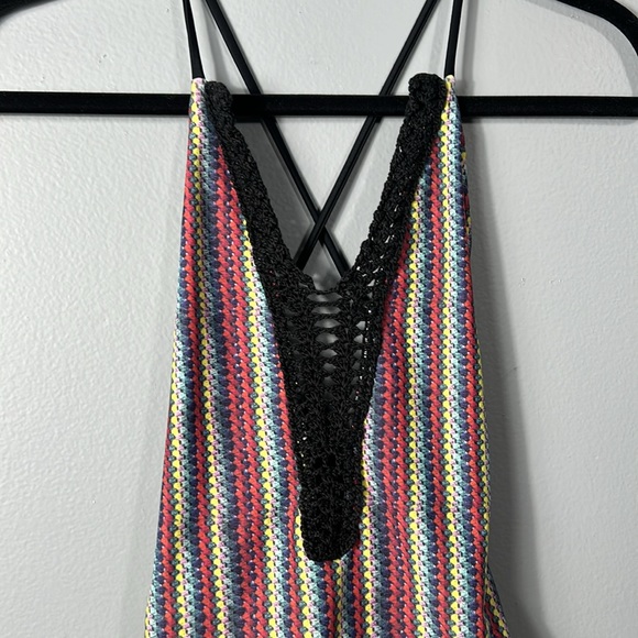 Capitanna V-Neck Crochet One Piece Swimsuit Open Back Ruched Bottom size small - Picture 2 of 13